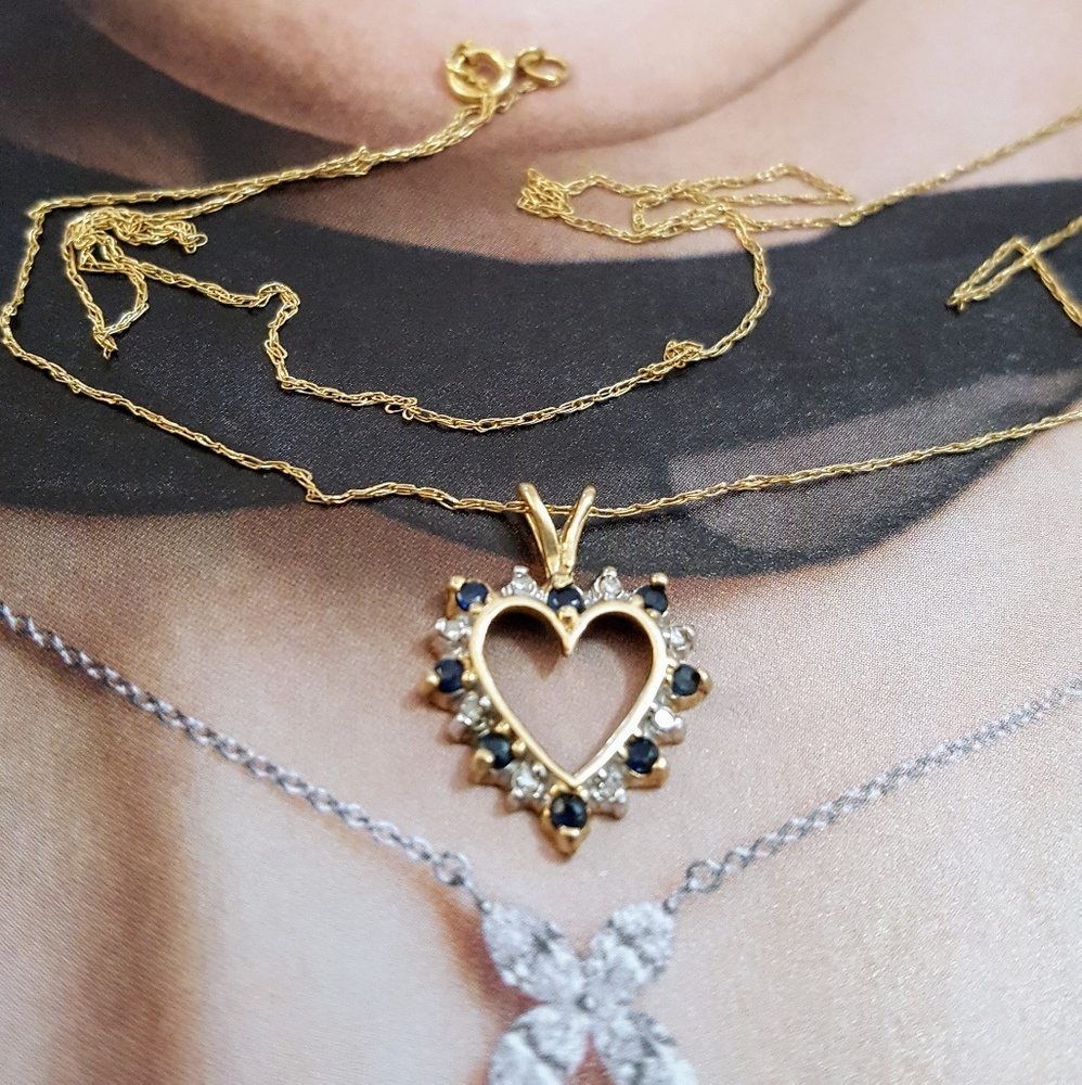 10K Small Gold Necklace with Stones